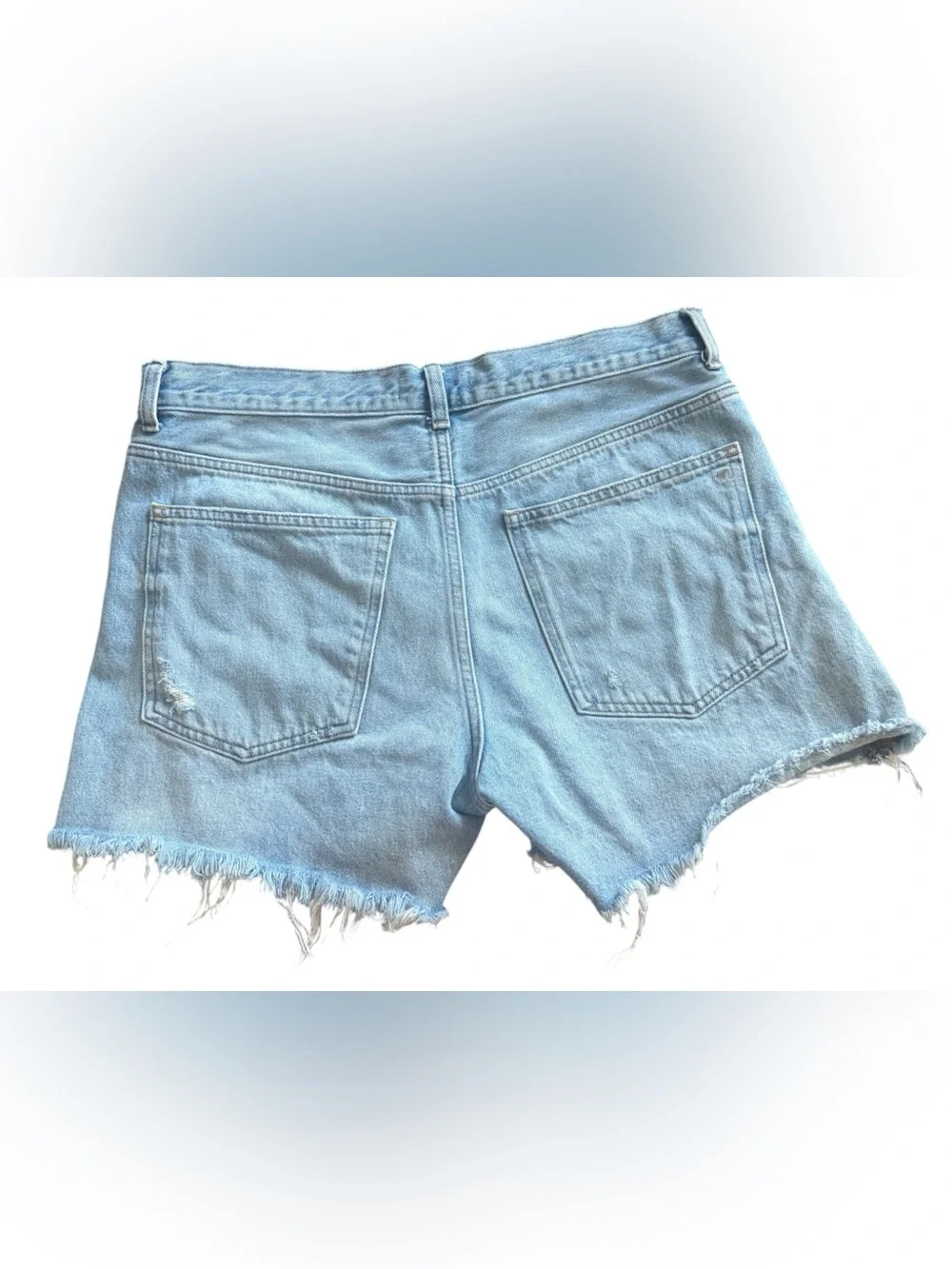 Madewell Light Blue High-Rise Brynn Long Denim Cutoff Shorts